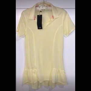 NEW Womens Adidas Yellow Ruffle Shirt Small